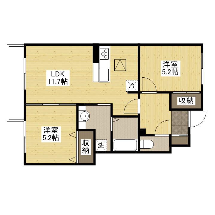 セジュールゆう(2LDK/1階)の間取り写真