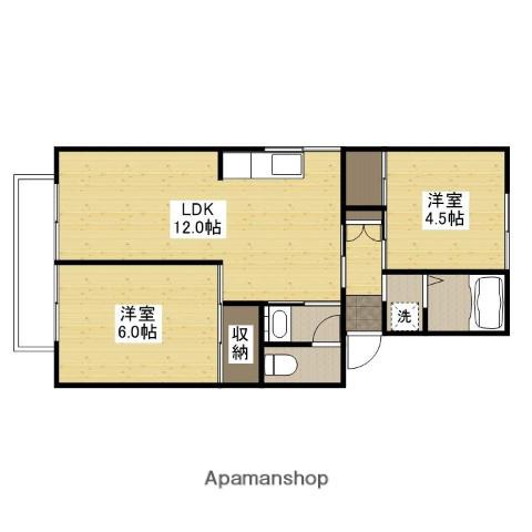 プレジール加藤A棟(2LDK/2階)の間取り写真