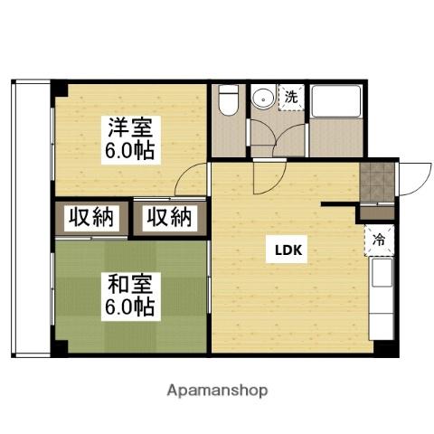 コーポ安古市(2LDK/3階)の間取り写真