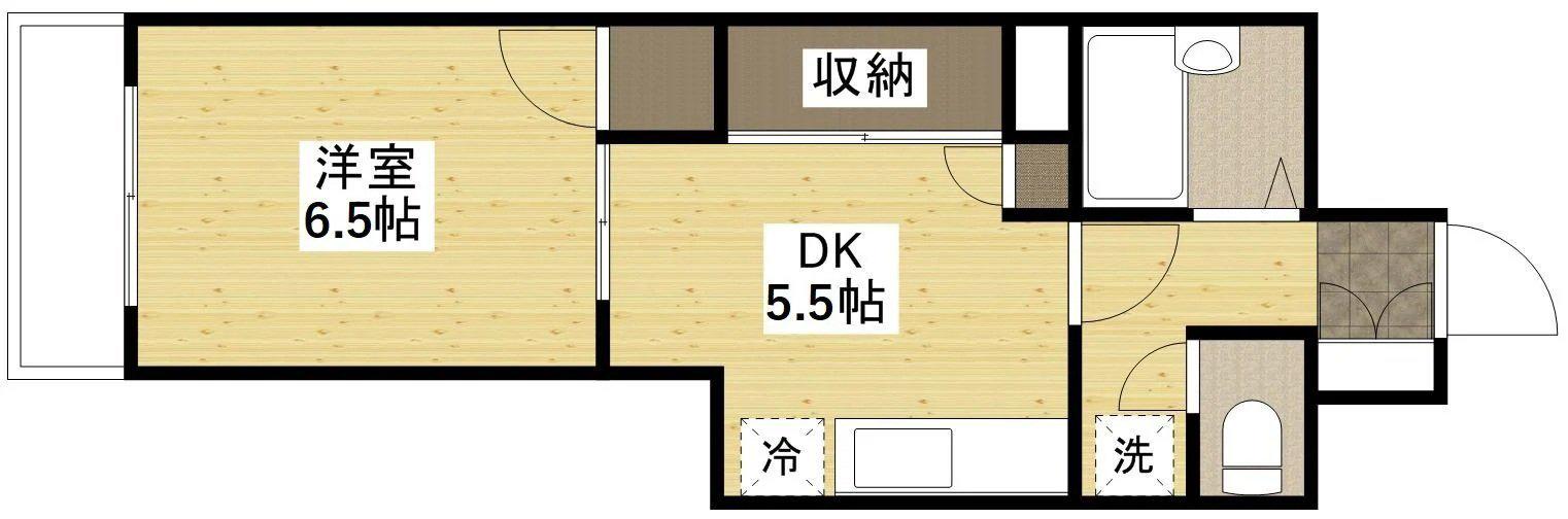 オルゴグラード広島(1DK/5階)の間取り写真