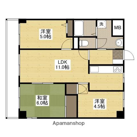 ガーデンHATANO(3LDK/5階)の間取り写真