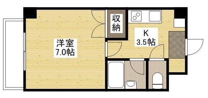 ロードワイドビル(1K/7階)の間取り写真