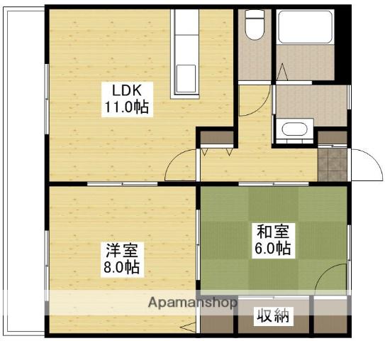 グランデ西原(2LDK/3階)の間取り写真