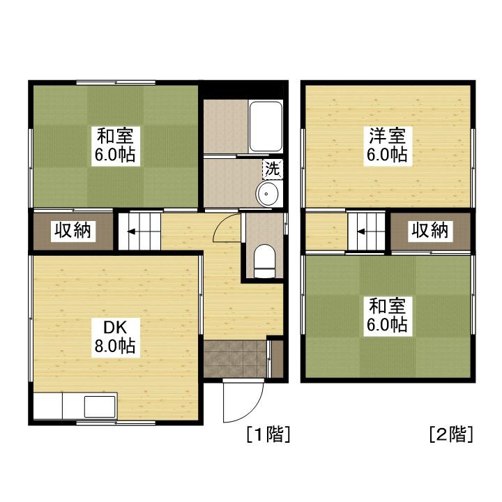 広島県広島市西区 2階建 築48年(3DK)の間取り写真