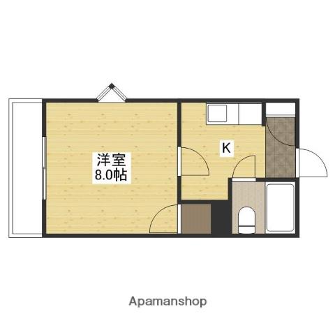 ボヌール中尾(1K/3階)の間取り写真