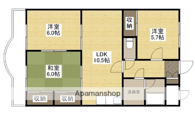 吉岡マンション(3LDK/3階)の間取り写真