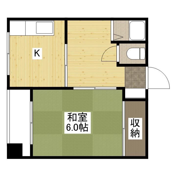 西川ビル(1K/2階)の間取り写真