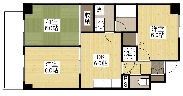 第2西村ビル(3DK/9階)の間取り写真