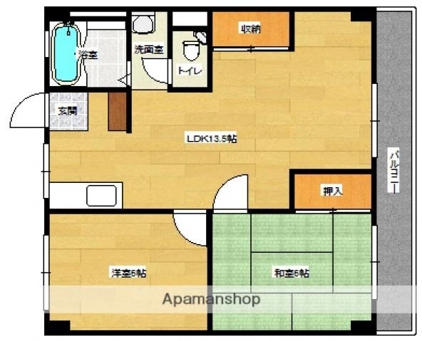 三保マンション(2LDK/4階)の間取り写真