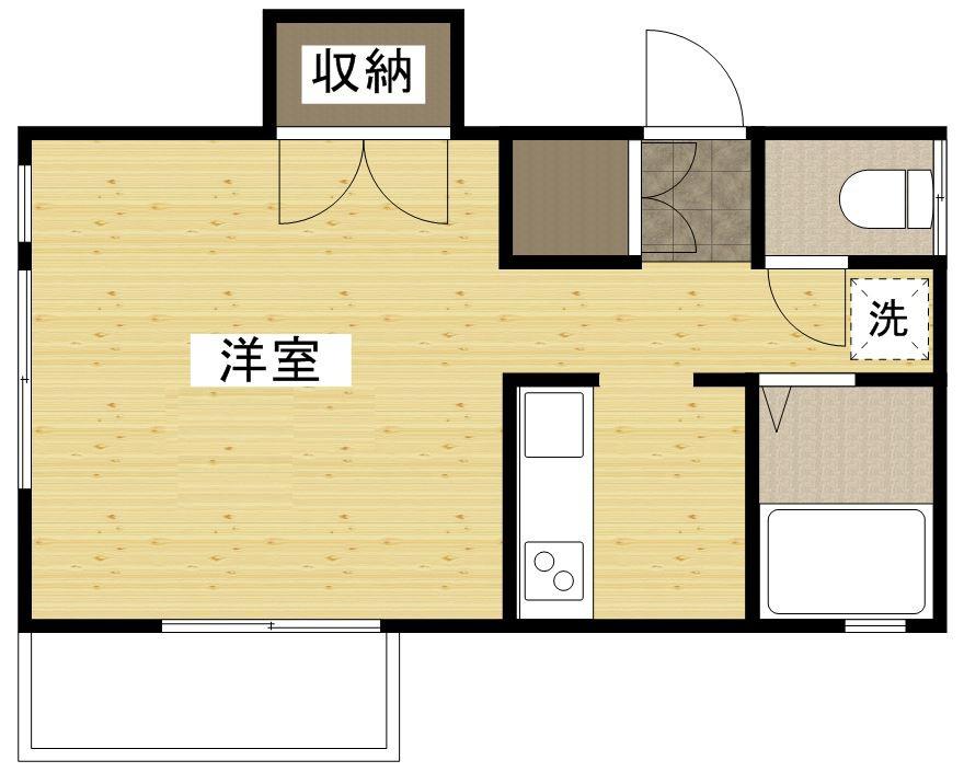 ダウンロード(ワンルーム/1階)の間取り写真