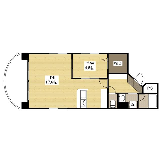 SUNSQUARE堺町(1LDK/8階)の間取り写真