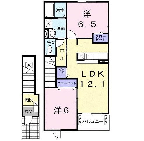 ブランシュールB(2LDK/2階)の間取り写真