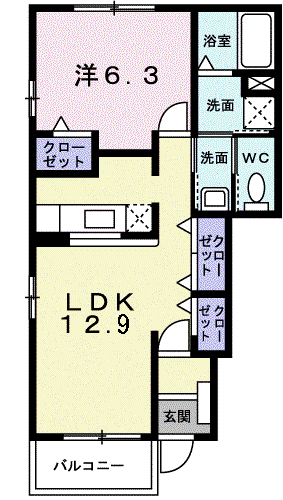 ルーラルⅡ(1LDK/1階)の間取り写真