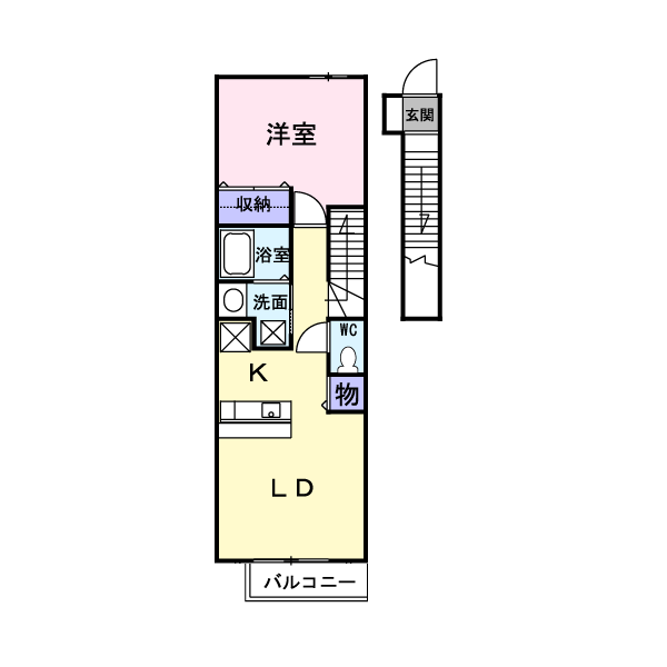 セトル梅林Ⅱ(1LDK/2階)の間取り写真