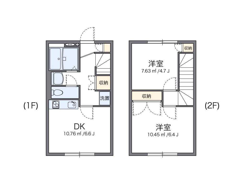 レオパレスM(2DK/1階)の間取り写真