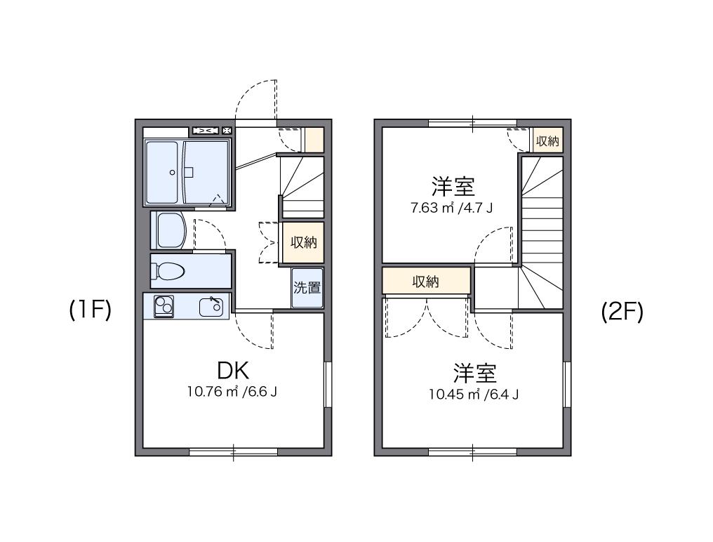 レオパレスY(2DK/1階)の間取り写真