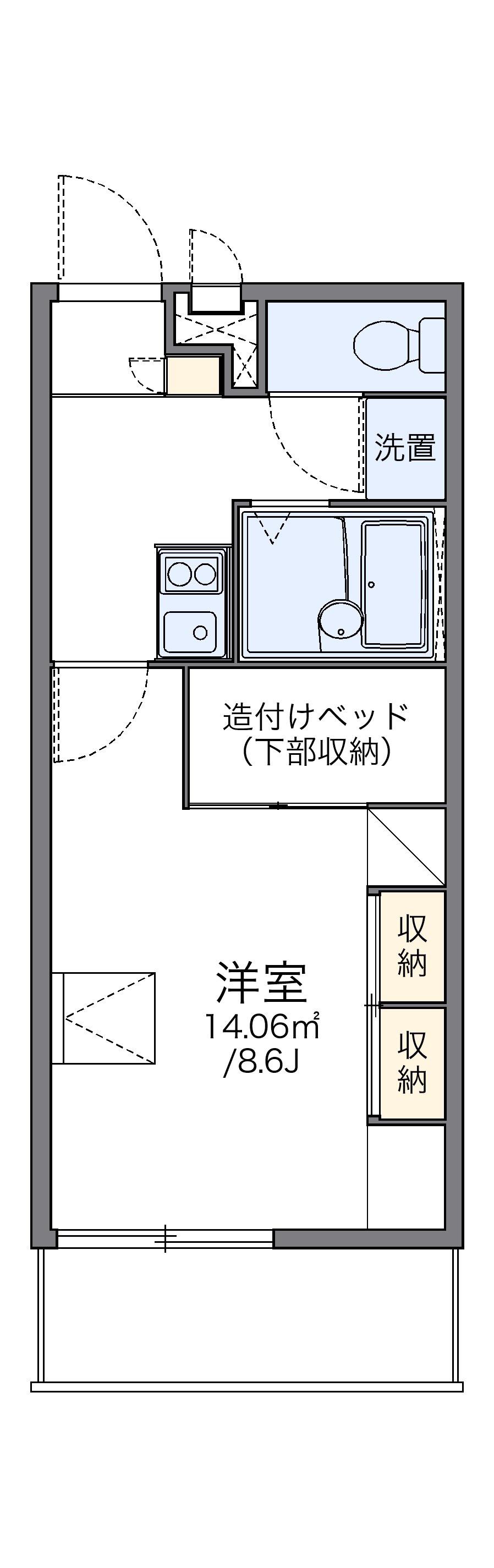 レオパレスVIVLE.K(1K/1階)の間取り写真