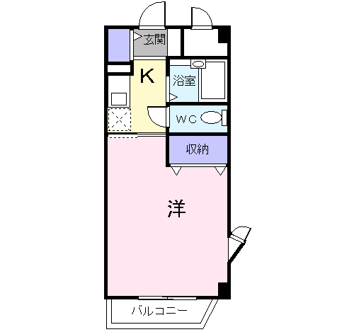 セゾン升本(1K/4階)の間取り写真