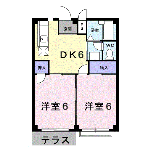 エルディム増井(2DK/1階)の間取り写真