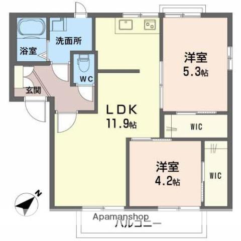 フレグランスKM A棟(2LDK/2階)の間取り写真