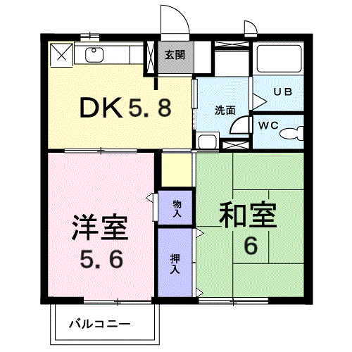 サンパークもりみつB棟(2DK/2階)の間取り写真