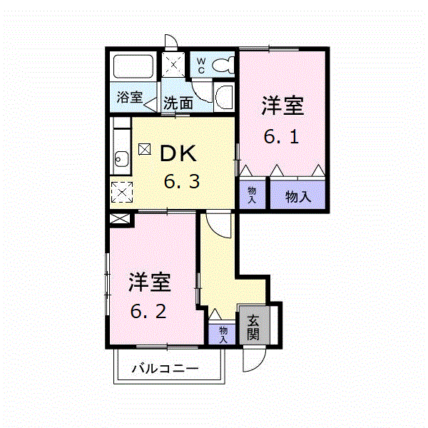 サンセールT.O(2DK/1階)の間取り写真