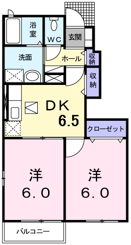 プリマベーラ(2DK/1階)の間取り写真