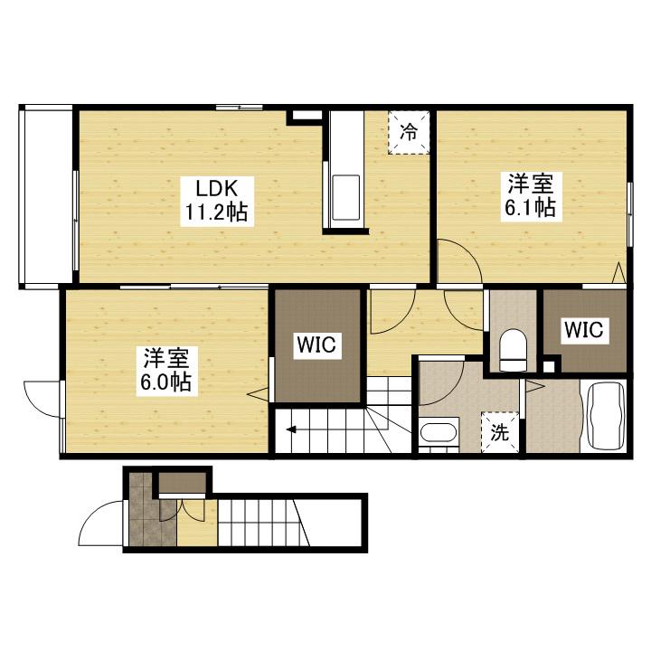 ラベンダ-(2LDK/2階)の間取り写真