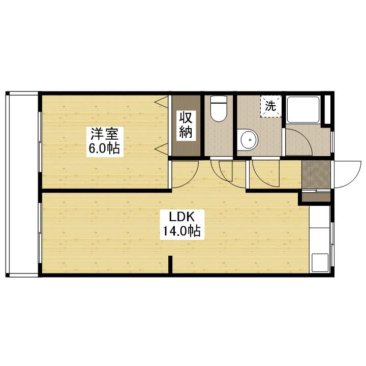 溝田ビルⅡ(1LDK/2階)の間取り写真