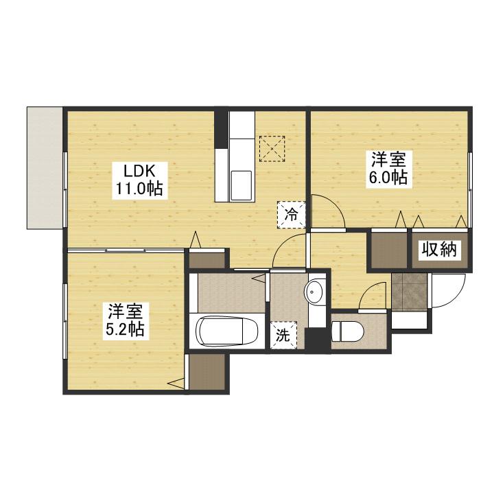 メゾンみのりⅢ(2LDK/1階)の間取り写真