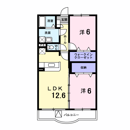ランデュールD(2LDK/2階)の間取り写真