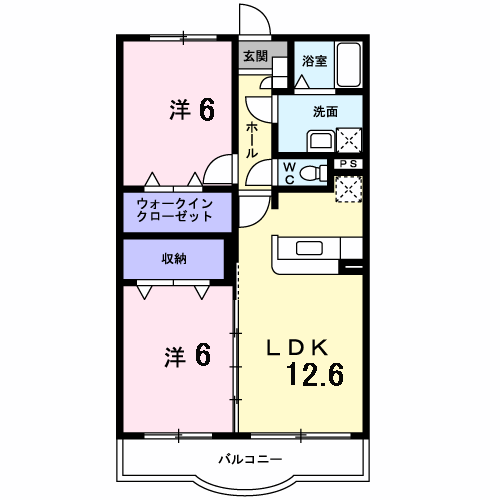 ランデュールD(2LDK/2階)の間取り写真