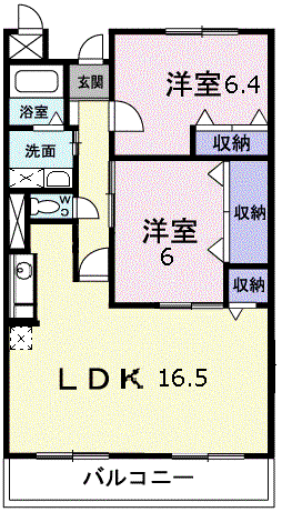 モラーダ上安(2LDK/3階)の間取り写真