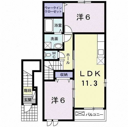 ティ・シュティルⅡ番館(2LDK/2階)の間取り写真