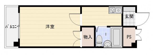 西原マンション(1K/3階)の間取り写真