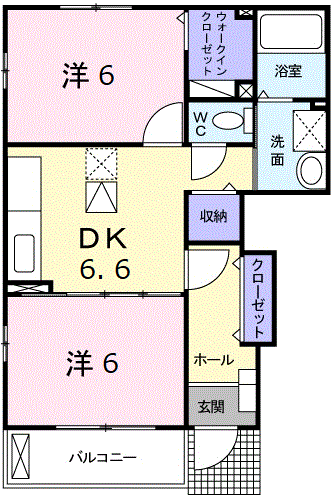 モデッサⅡ番館(2DK/1階)の間取り写真
