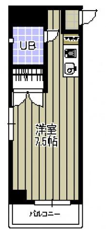 サウスヒルズ(1K/4階)の間取り写真