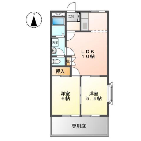 ロイヤルタムラばら館(2LDK/1階)の間取り写真