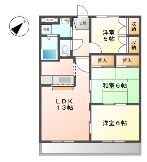 フォレストハイムD(3LDK/2階)の間取り写真