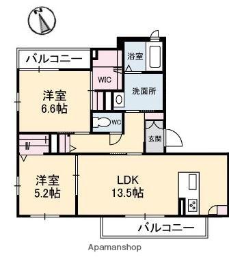 ヴィラ クララ(2LDK/1階)の間取り写真