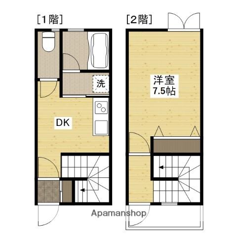 スパシーバ江波南(1DK/1階)の間取り写真
