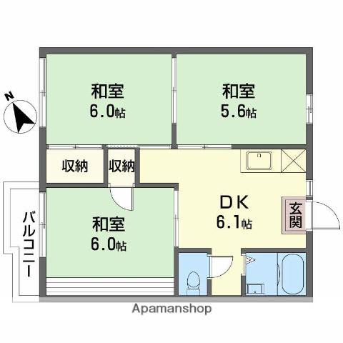 フォーブル吉村 A棟(3DK/2階)の間取り写真