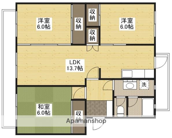 KSB SATSUKIGAOKA 1号棟(3LDK/2階)の間取り写真