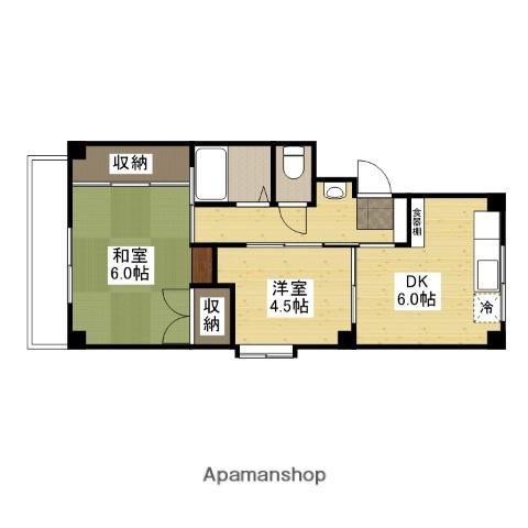 ファビス楠木2(2DK/3階)の間取り写真