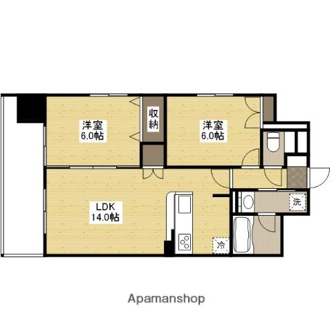 ウイング宝町サード(2LDK/15階)の間取り写真