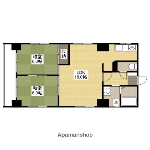 和秀大手町ビル(2LDK/4階)の間取り写真