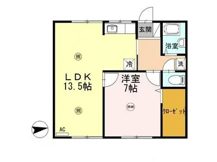 山田アパート(1LDK/1階)の間取り写真