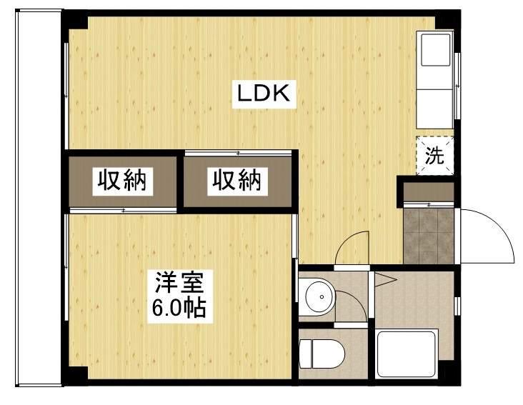 87G WOH吉島東(1LDK/2階)の間取り写真