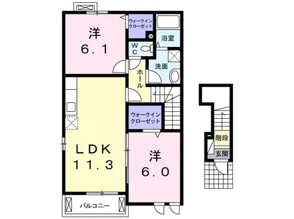 桜 A・H 千代田 C(2LDK/2階)の間取り写真