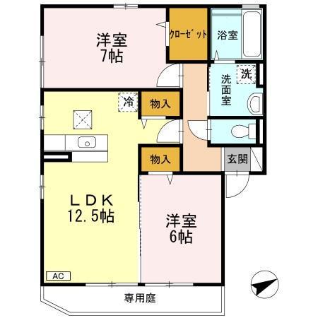 サニーヒル(2LDK/1階)の間取り写真